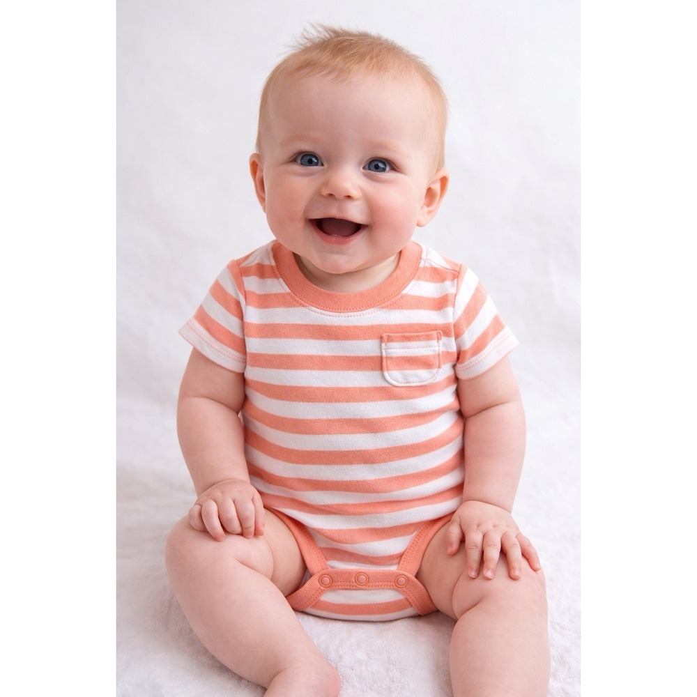 Carter's Baby Boy Bodysuit Set of 3, Blue/Green And Orange Stripes 0-3 Months